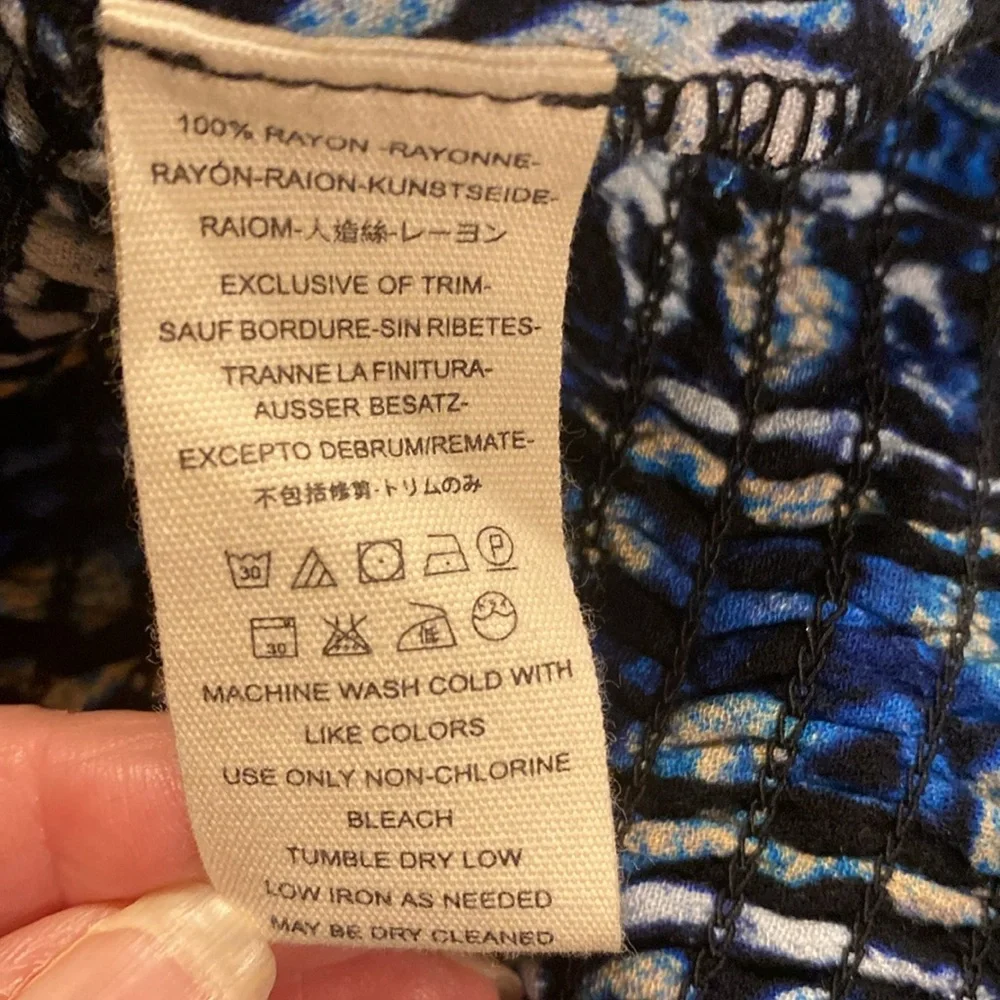 Free People Navy and Sky Blue Patterned Blouse - Picture 6 of 8